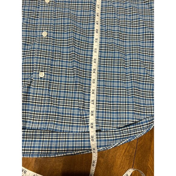 L.L. Bean Traditional Fit Blue Plaid Button Down Long Sleeve Men's Shirt XL - Picture 6 of 7